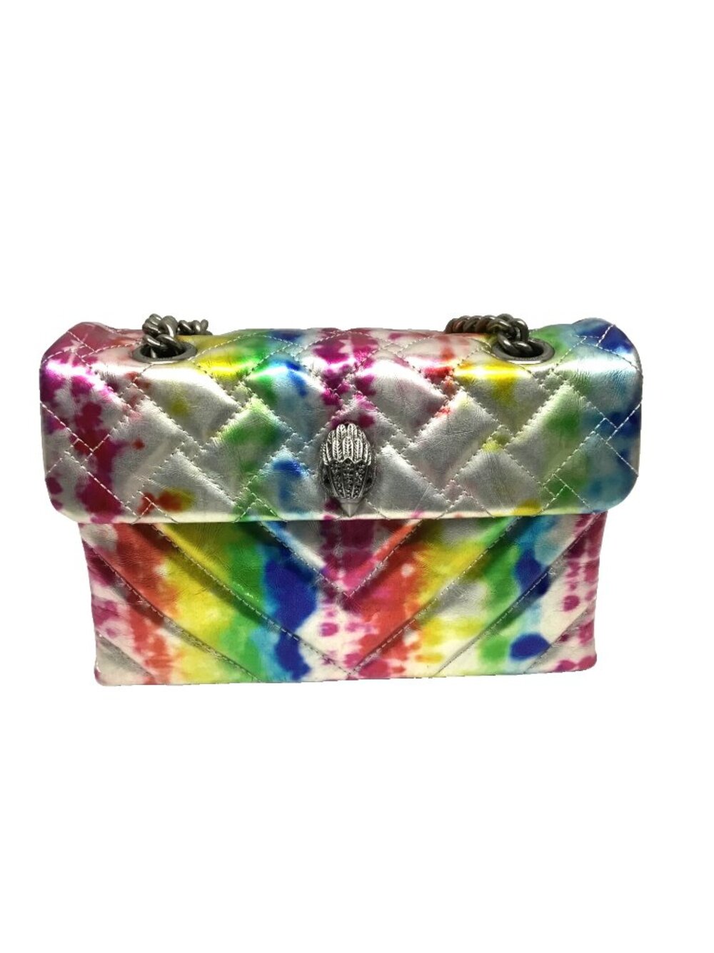 Kurt Geiger Kensington Crystal Encrusted Eagle Head Rainbow Tie Dye Shoulder Bag